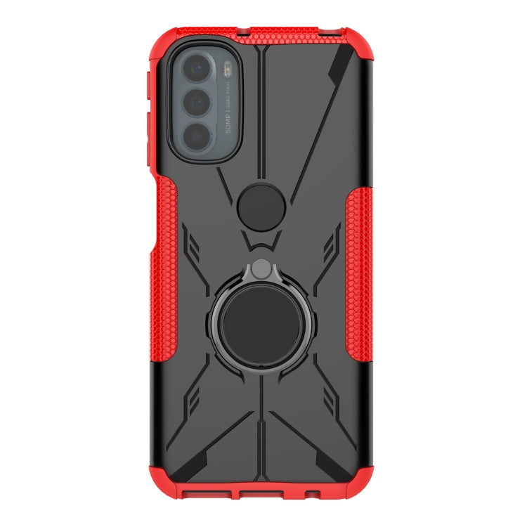 For Motorola Moto G31 Armor Bear Shockproof PC + TPU Phone Protective Case with Ring Holder