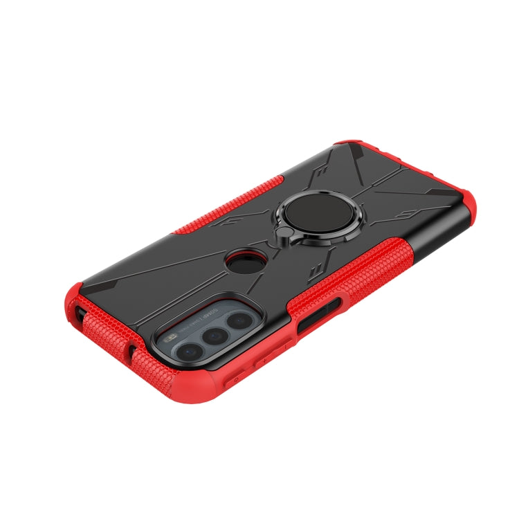 For Motorola Moto G31 Armor Bear Shockproof PC + TPU Phone Protective Case with Ring Holder