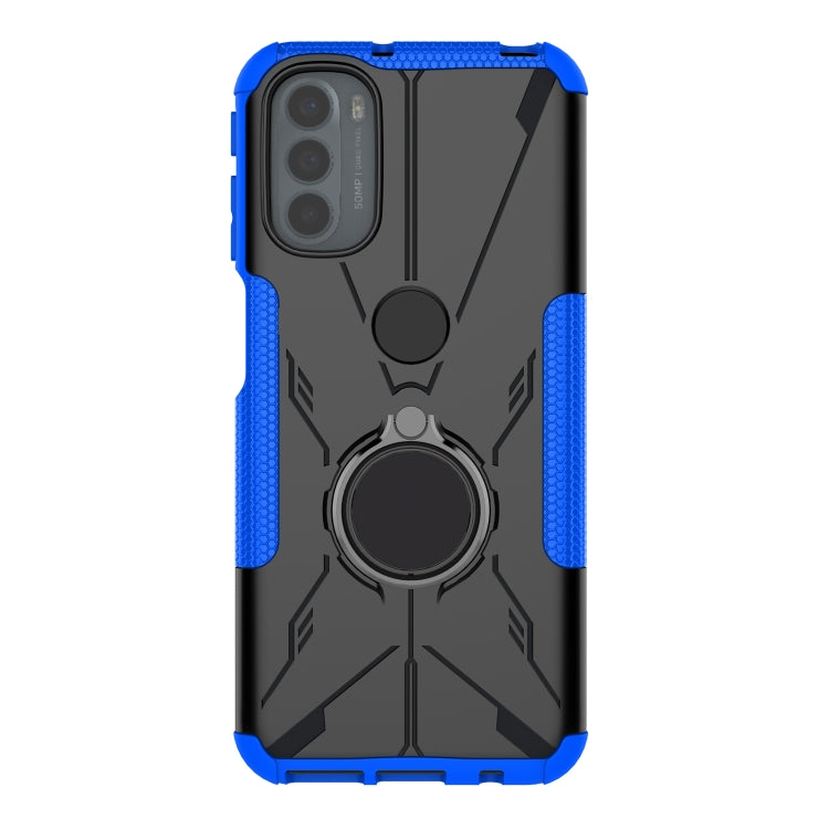 For Motorola Moto G41 Armor Bear Shockproof PC + TPU Phone Protective Case with Ring Holder
