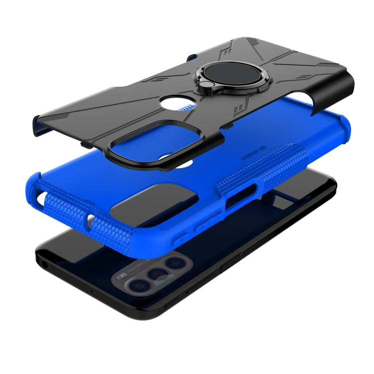 For Motorola Moto G41 Armor Bear Shockproof PC + TPU Phone Protective Case with Ring Holder
