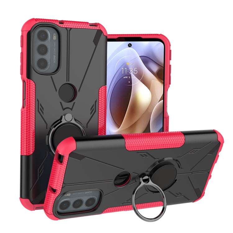 For Motorola Moto G41 Armor Bear Shockproof PC + TPU Phone Protective Case with Ring Holder