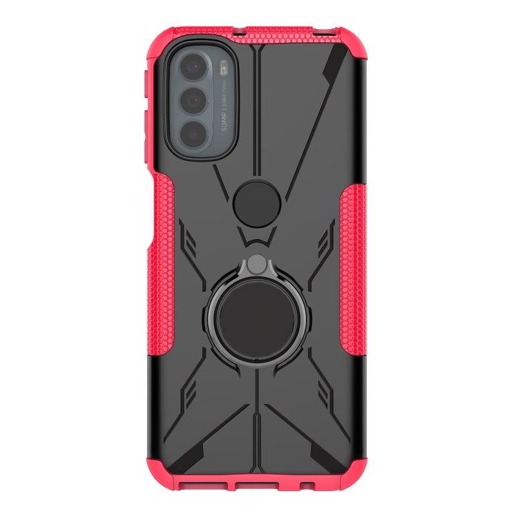 For Motorola Moto G41 Armor Bear Shockproof PC + TPU Phone Protective Case with Ring Holder