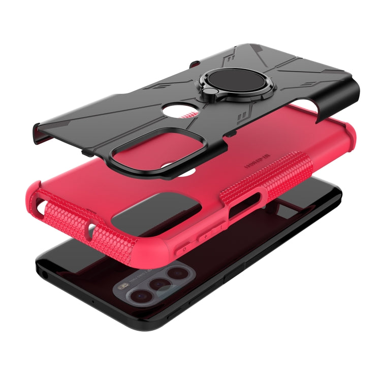 For Motorola Moto G41 Armor Bear Shockproof PC + TPU Phone Protective Case with Ring Holder