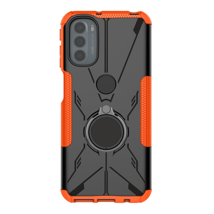 For Motorola Moto G41 Armor Bear Shockproof PC + TPU Phone Protective Case with Ring Holder