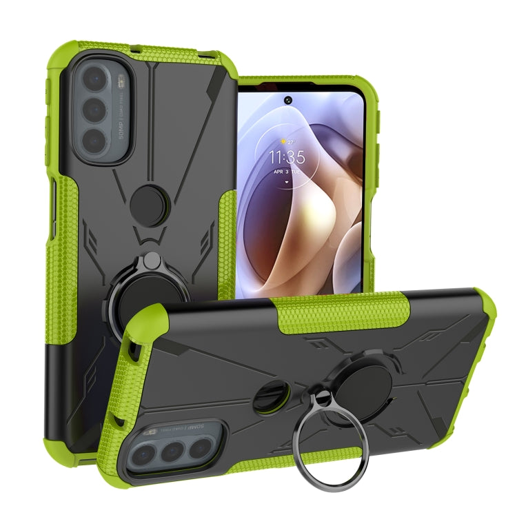 For Motorola Moto G41 Armor Bear Shockproof PC + TPU Phone Protective Case with Ring Holder