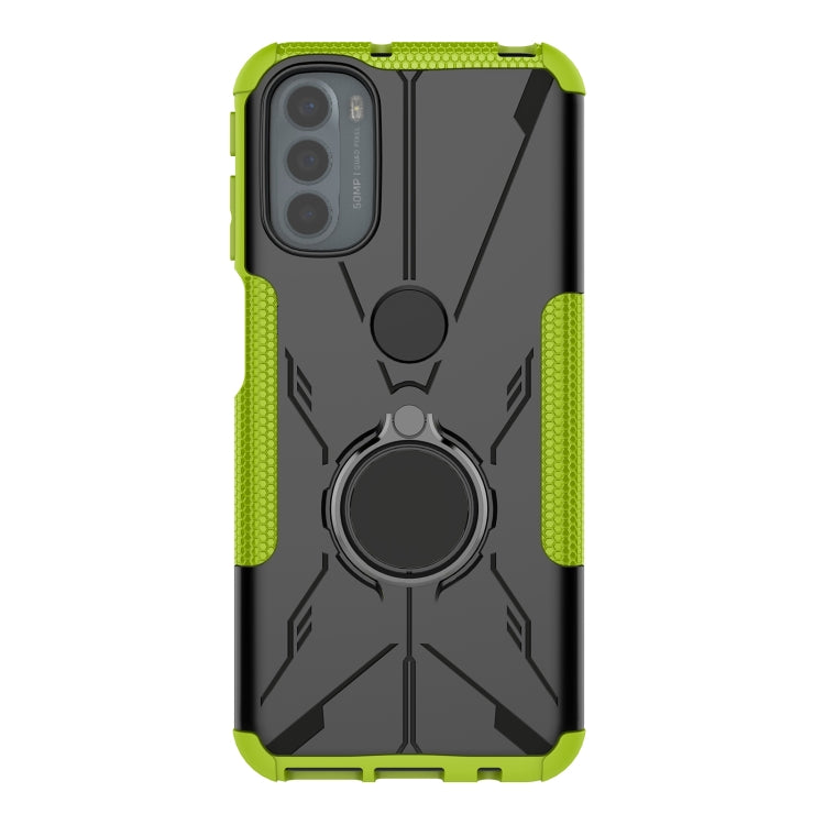 For Motorola Moto G41 Armor Bear Shockproof PC + TPU Phone Protective Case with Ring Holder