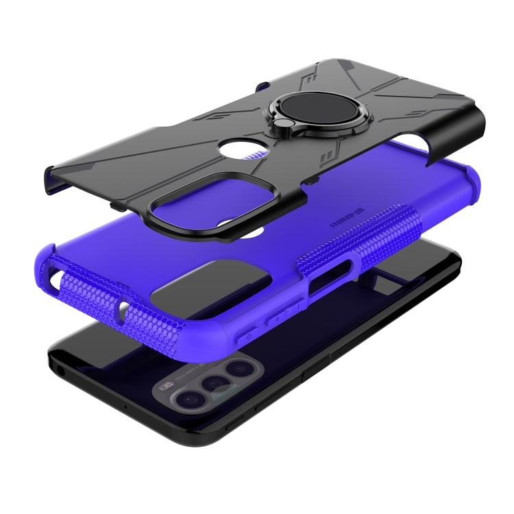 For Motorola Moto G41 Armor Bear Shockproof PC + TPU Phone Protective Case with Ring Holder
