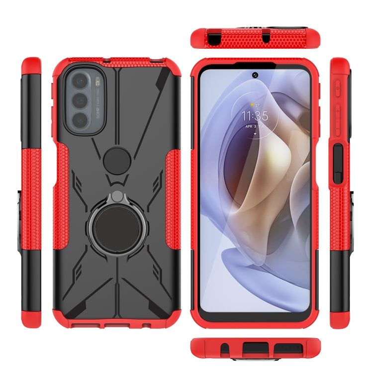 For Motorola Moto G41 Armor Bear Shockproof PC + TPU Phone Protective Case with Ring Holder
