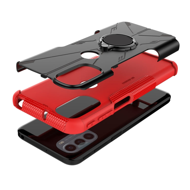 For Motorola Moto G41 Armor Bear Shockproof PC + TPU Phone Protective Case with Ring Holder
