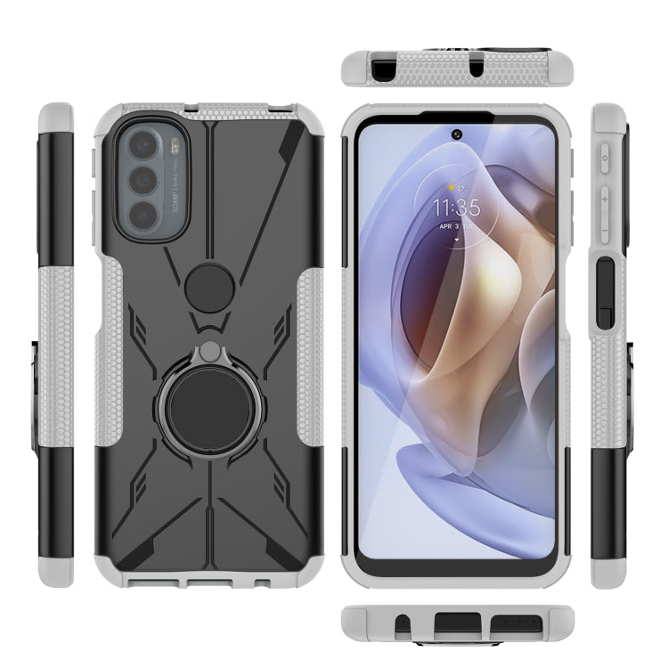 For Motorola Moto G41 Armor Bear Shockproof PC + TPU Phone Protective Case with Ring Holder