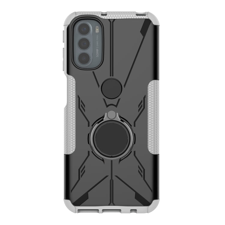 For Motorola Moto G41 Armor Bear Shockproof PC + TPU Phone Protective Case with Ring Holder