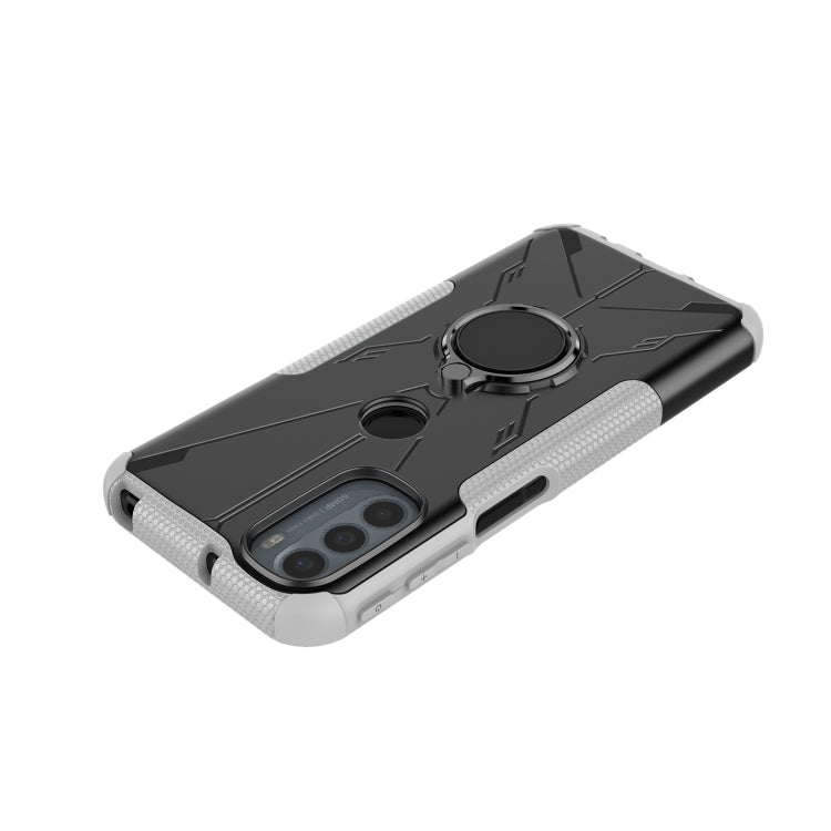 For Motorola Moto G41 Armor Bear Shockproof PC + TPU Phone Protective Case with Ring Holder