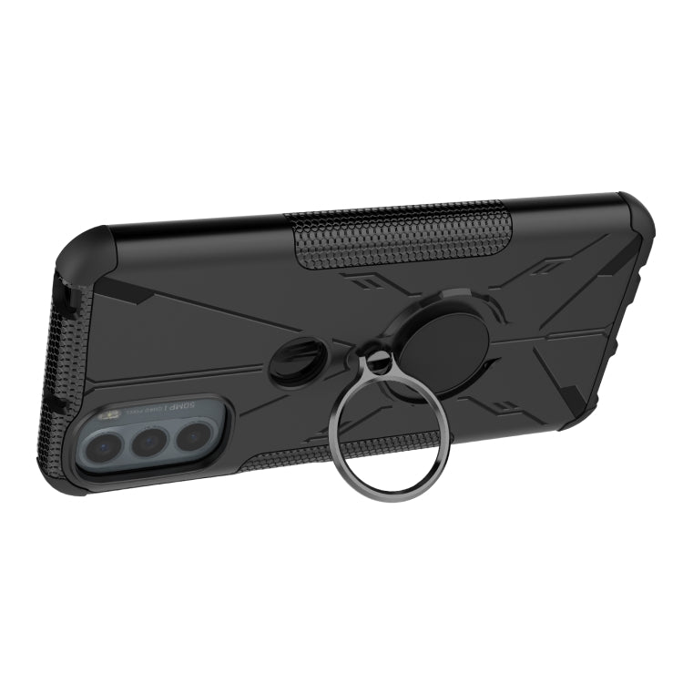For Motorola Moto G41 Armor Bear Shockproof PC + TPU Phone Protective Case with Ring Holder