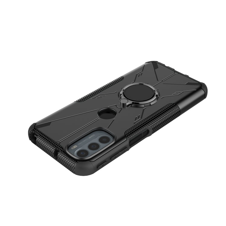 For Motorola Moto G41 Armor Bear Shockproof PC + TPU Phone Protective Case with Ring Holder