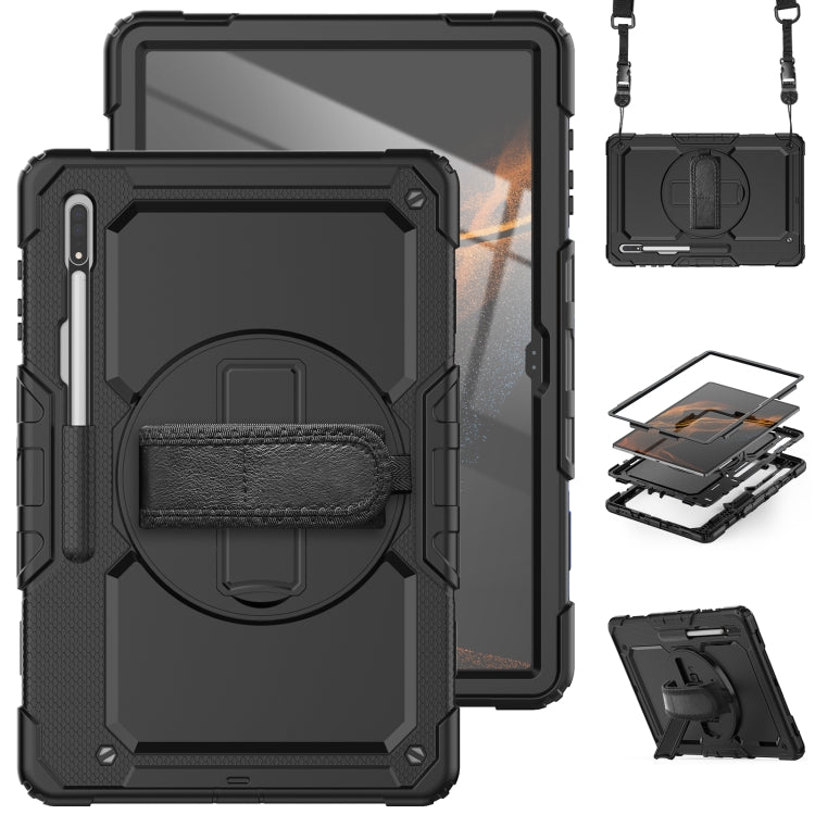 For Samsung Galaxy Tab S8 Ultra 14.6 inch SM-X900 Silicone + PC Tablet Case with Shoulder Strap