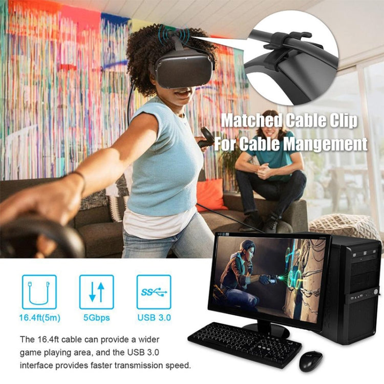 USB 3.2 Gen1 Type-C to USB 3.2 Gen1 Type-C Single Elbow VR Link Cable For Oculus Quest 1 / 2, Cable Length:3m(Black)