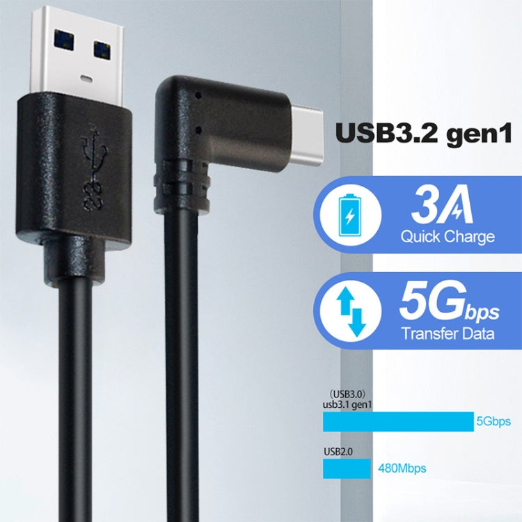 USB 3.2 Gen1 Type-C to USB 3.2 Gen1 Type-C Dual Elbow VR Link Cable For Oculus Quest 1 / 2, Cable Length:3m(Black)