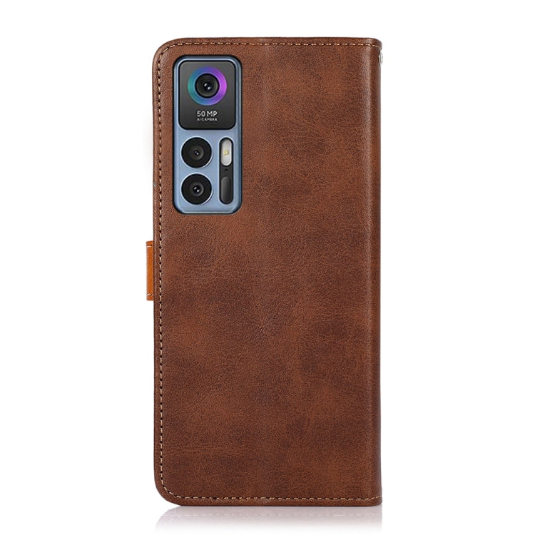 For TCL 30 5G / 30+ 5G KHAZNEH Dual-color Cowhide Texture Flip Leather Phone Case