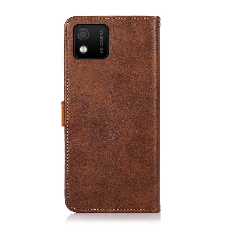 For Wiko Y52 KHAZNEH Dual-color Cowhide Texture Flip Leather Phone Case