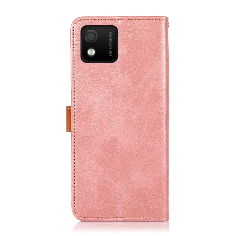 For Wiko Y52 KHAZNEH Dual-color Cowhide Texture Flip Leather Phone Case