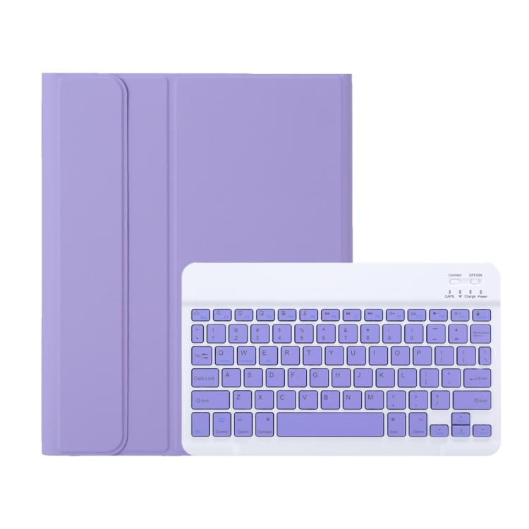A11B Lambskin Texture Ultra-thin Bluetooth Keyboard Leather Case with Pen Holder For iPad Air 5 2022 / Air 4 2020 10.9 & Pro 11 inch 2021 / 2020 / 2018  - Lilac Purple
