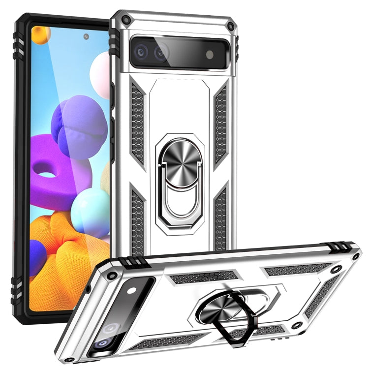 For Google Pixel 6A Shockproof TPU + PC Protective Case with 360 Degree Rotating Holder