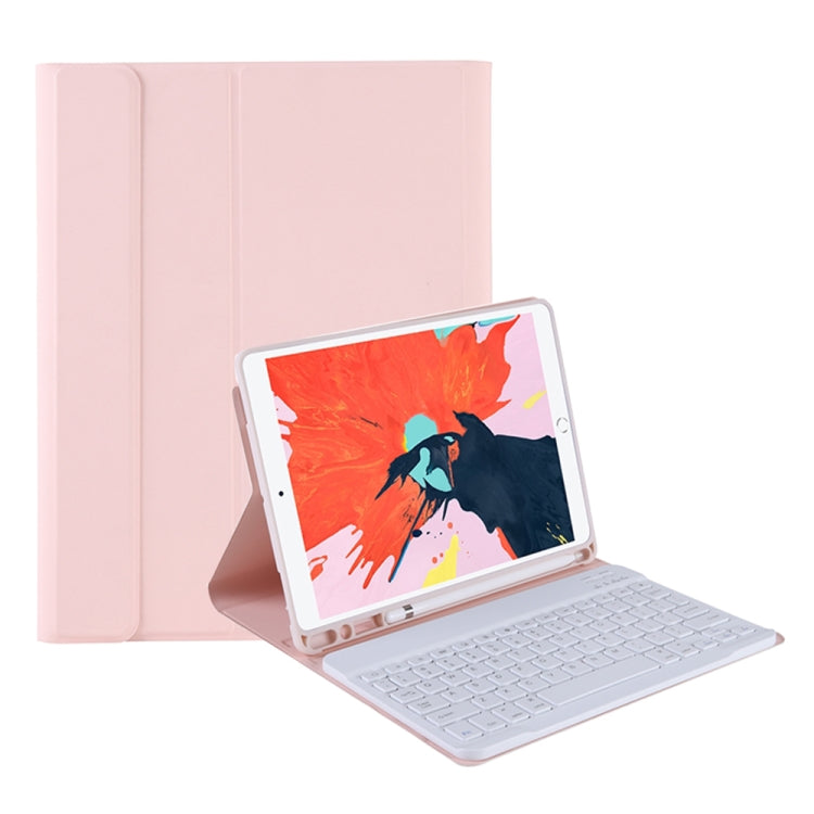 T098B Candy Color Skin Feel Texture Bluetooth Keyboard Leather Case with Pen Holder For iPad Air 4 10.9 2020 / Air 5 10.9 2022