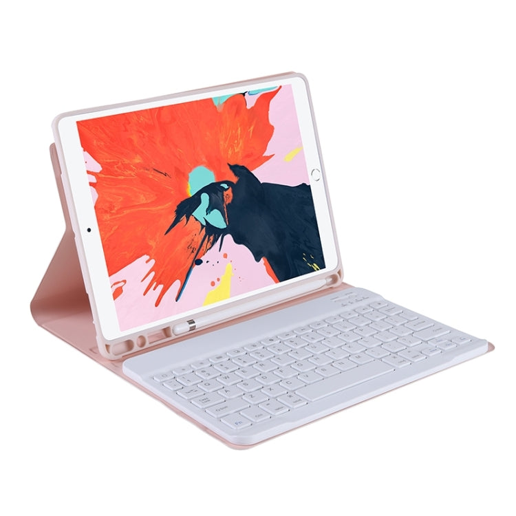 T098B Candy Color Skin Feel Texture Bluetooth Keyboard Leather Case with Pen Holder For iPad Air 4 10.9 2020 / Air 5 10.9 2022