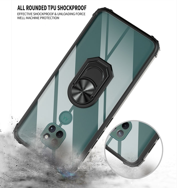 For Motorola Moto G9 Play Shockproof Transparent TPU + Acrylic Protective Case with Ring Holder