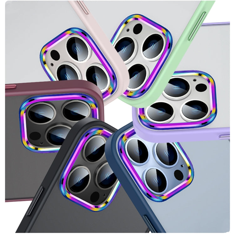 For iPhone 13 Colorful Metal Lens Ring Matte PC + TPU Phone Case