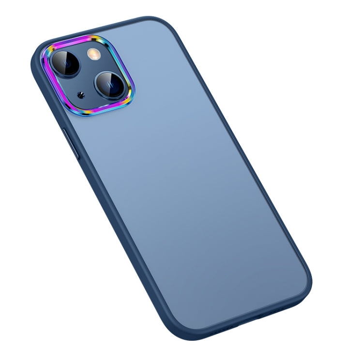 For iPhone 13 mini Colorful Metal Lens Ring Matte PC + TPU Phone Case