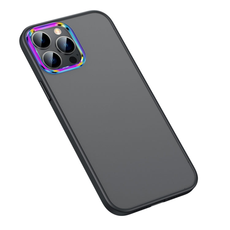 For iPhone 13 Pro Max Colorful Metal Lens Ring Matte PC + TPU Phone Case