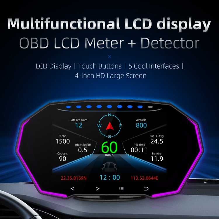 F11 Multi-function LCD HD OBD Detection Instrument GPS Head-up Display