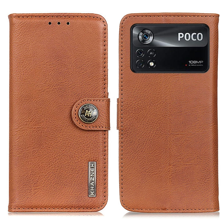 For Xiaomi Poco X4 Pro 5G KHAZNEH Cowhide Texture Horizontal Flip Leather Phone Case