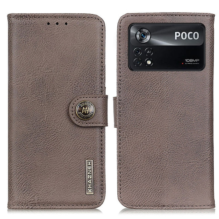 For Xiaomi Poco X4 Pro 5G KHAZNEH Cowhide Texture Horizontal Flip Leather Phone Case