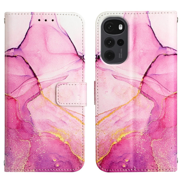 For Motorola Moto G22 PT003 Marble Pattern Flip Leather Phone Case