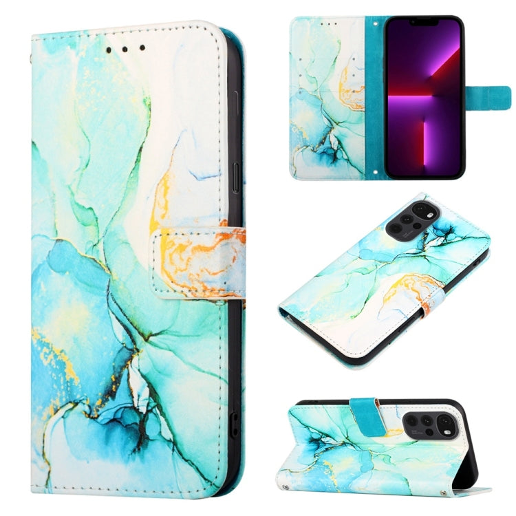 For Motorola Moto G22 PT003 Marble Pattern Flip Leather Phone Case