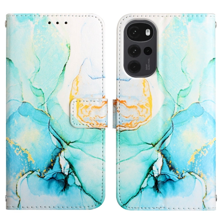 For Motorola Moto G22 PT003 Marble Pattern Flip Leather Phone Case