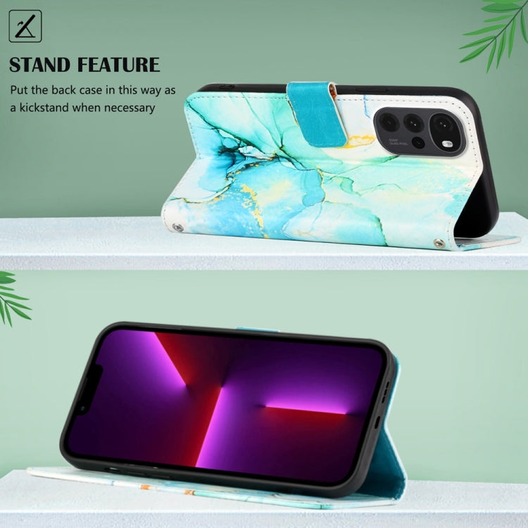 For Motorola Moto G22 PT003 Marble Pattern Flip Leather Phone Case