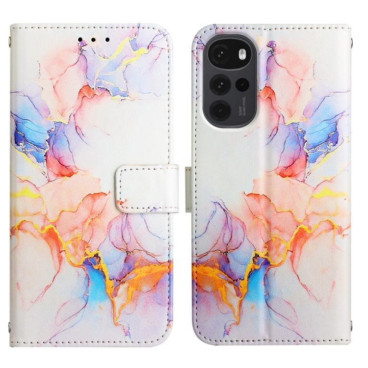 For Motorola Moto G22 PT003 Marble Pattern Flip Leather Phone Case