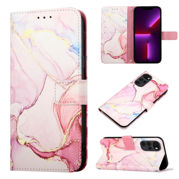 For Motorola Moto G22 PT003 Marble Pattern Flip Leather Phone Case