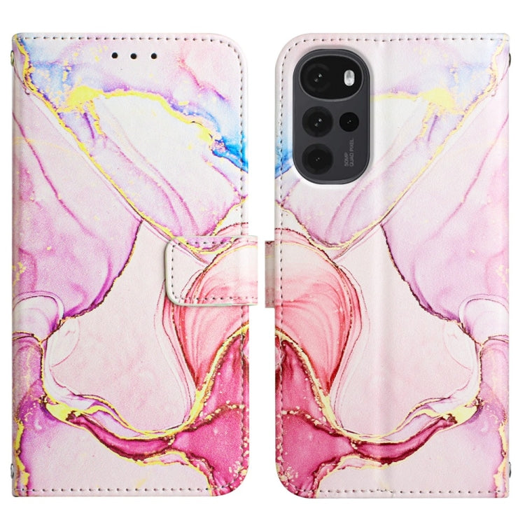 For Motorola Moto G22 PT003 Marble Pattern Flip Leather Phone Case