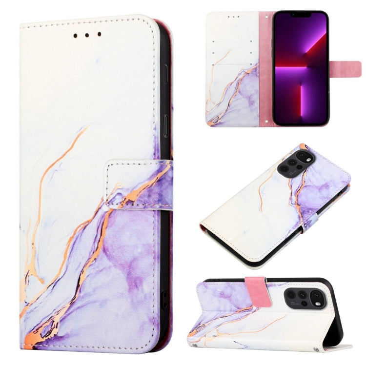 For Motorola Moto G22 PT003 Marble Pattern Flip Leather Phone Case
