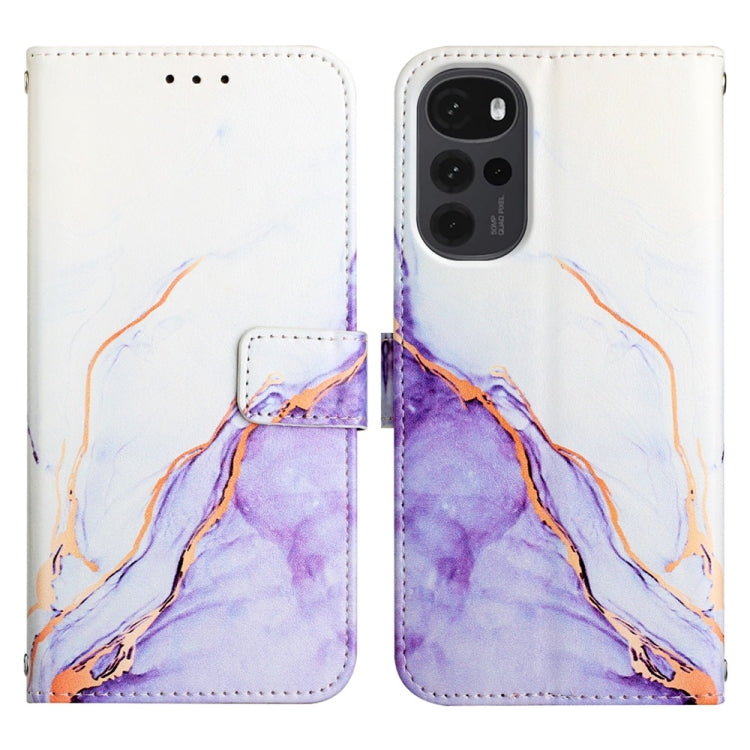 For Motorola Moto G22 PT003 Marble Pattern Flip Leather Phone Case