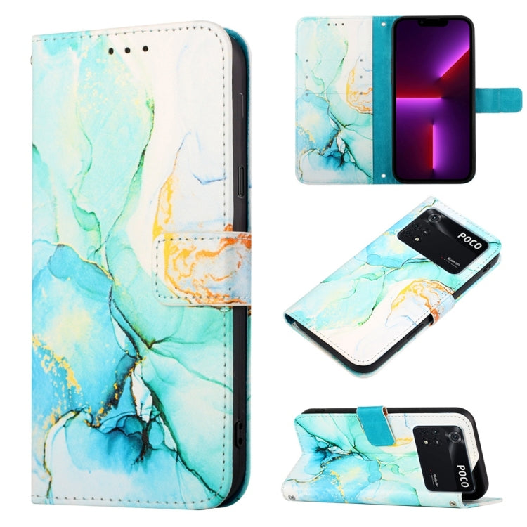 For Xiaomi Poco M4 Pro 4G PT003 Marble Pattern Flip Leather Phone Case