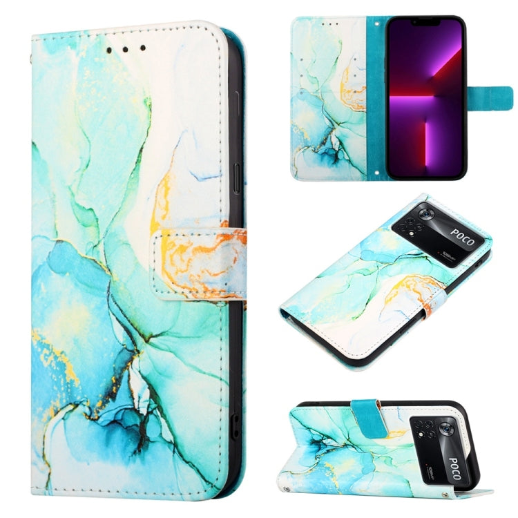 For Xiaomi Poco X4 Pro 5G PT003 Marble Pattern Flip Leather Phone Case