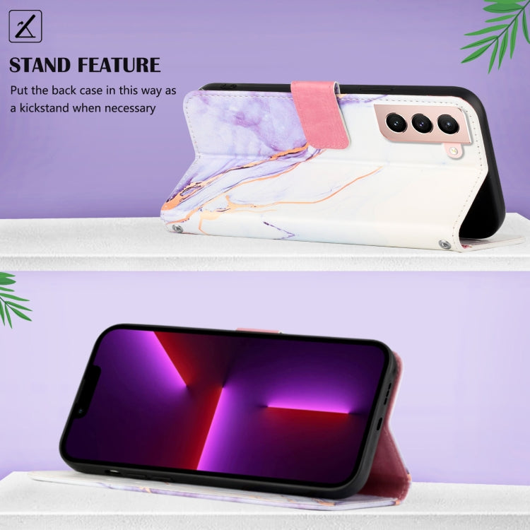 For Samsung Galaxy S21 5G PT003 Marble Pattern Flip Leather Phone Case
