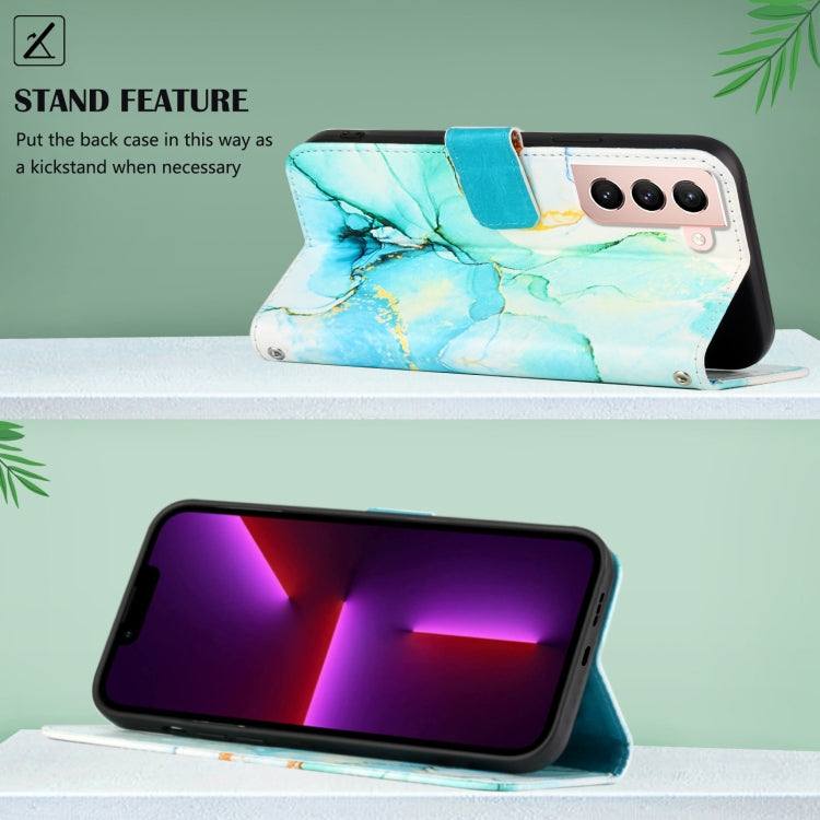 For Samsung Galaxy S21+ 5G PT003 Marble Pattern Flip Leather Phone Case