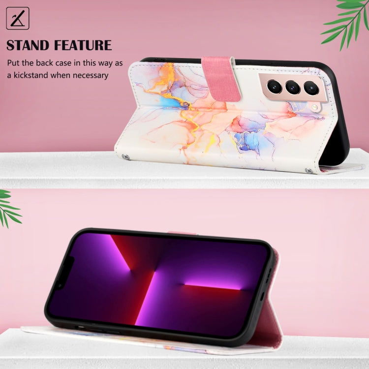 For Samsung Galaxy S21+ 5G PT003 Marble Pattern Flip Leather Phone Case