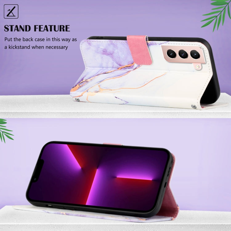 For Samsung Galaxy S21+ 5G PT003 Marble Pattern Flip Leather Phone Case